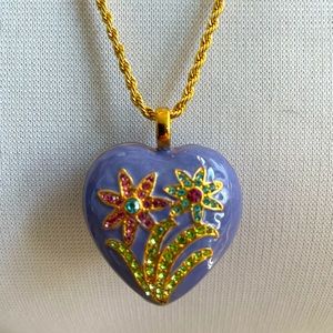 Joan Rivers heart enamel necklace